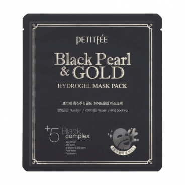 Petitfee Маска гидрогелевая жемчуг/золото - Black pearl&gold hydrogel mask pack, 32г