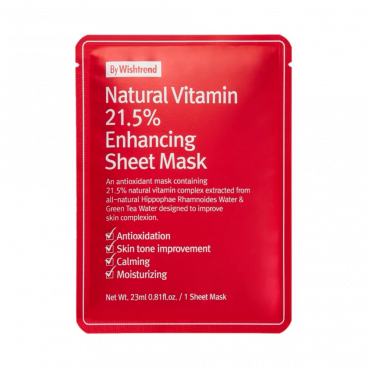 By Wishtrend Маска тканевая витаминная - Natural vitamin 21,5% enchancing sheet mask, 23 мл