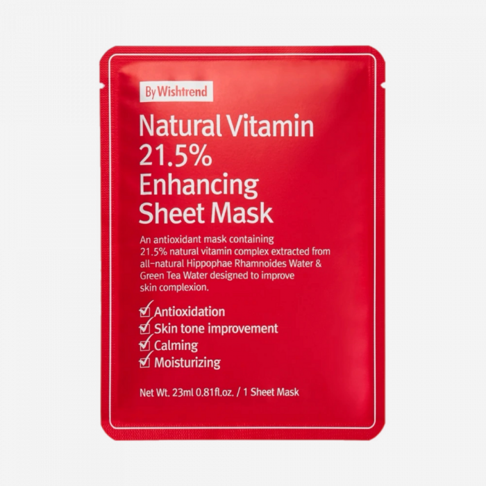 By Wishtrend Маска тканевая витаминная - Natural vitamin 21,5% enchancing sheet mask, 23 мл