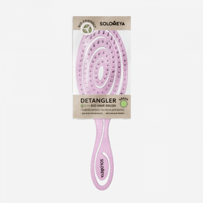 SOLOMEYA Расческа био для волос подвижная СВЕТЛО-РОЗОВАЯ -  Detangling bio hair brush Light pink , 1 шт.