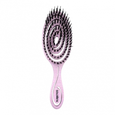 SOLOMEYA Расческа био для волос подвижная c натуральной щетиной Сиреневая - Detangling bio hair..