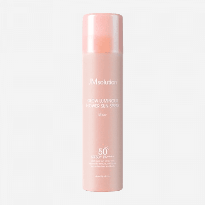 JMsolution Солнцезащитный спрей для лица омолаживающий с розовой водой SPF 50 - Glow Luminous Flower Sun SPRAY, 180 мл