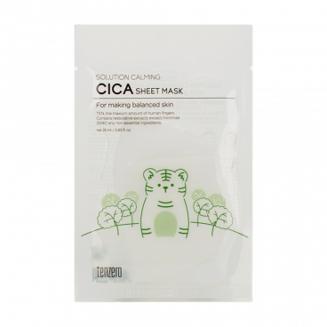 TENZERO Маска тканевая с экстрактом центеллы азиатской - Solution Calming Cica Sheet Mask, 25 м..