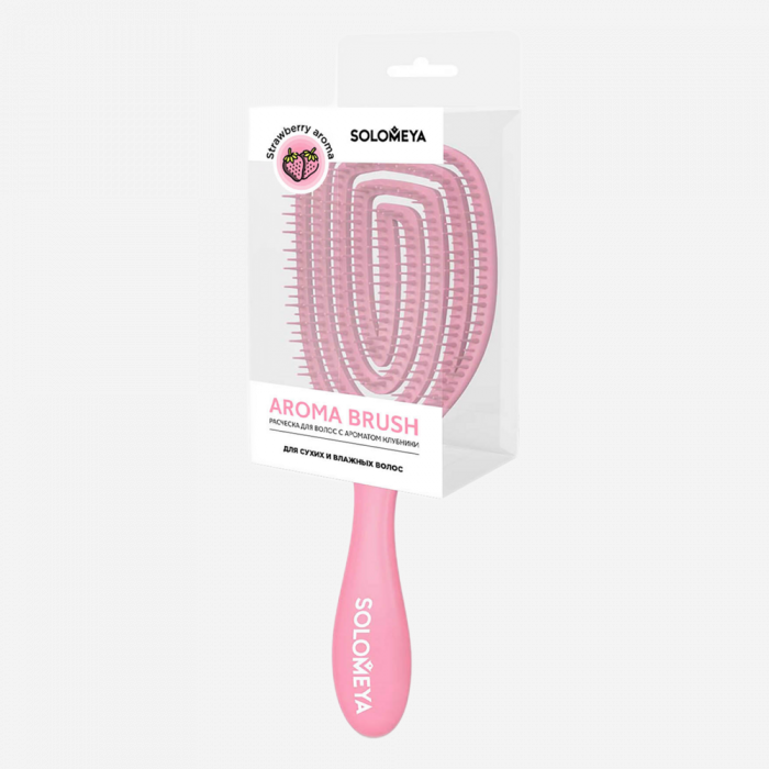 SOLOMEYA Расческа для сухих и влажных волос Аромат КЛУБНИКИ -  Wet Detangler Brush Oval Strawberry MZ0011