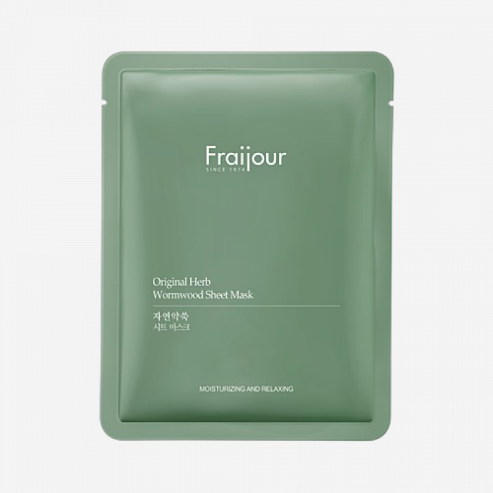 Fraijour Маска тканевая для лица - Original herb wormwood sheet mask, 23 мл