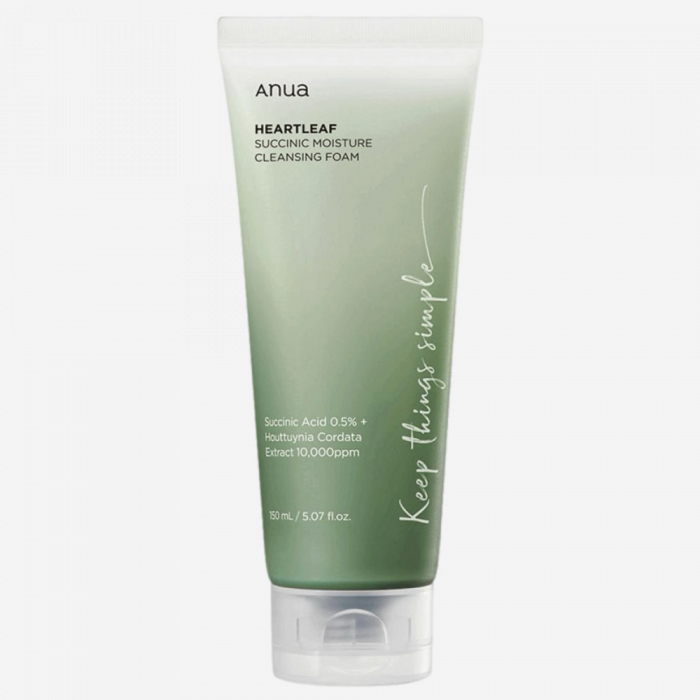 Anua Гель-пенка для умывания с янтарной кислотой - Heartleaf Succinic Moisture Cleansing Foam, 150 ml