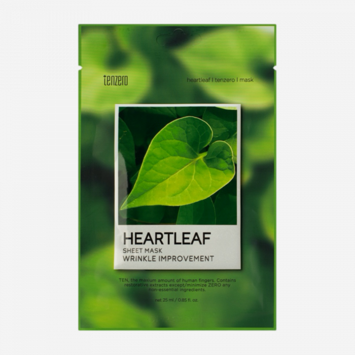 TENZERO Маска тканевая с экстрактом хауттюйнии - Heartleaf Sheet Mask, 25 мл