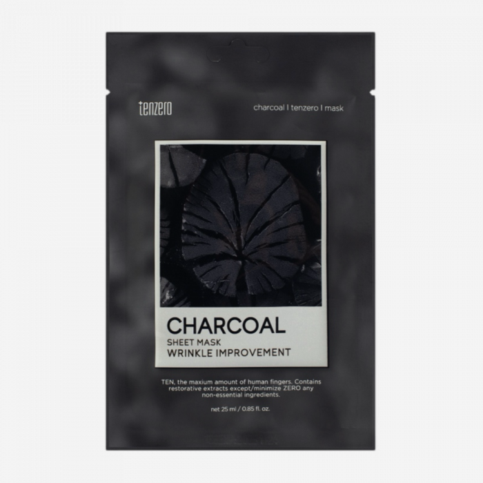 TENZERO Маска тканевая с древесным углем - Charcoal Sheet Mask, 25 мл