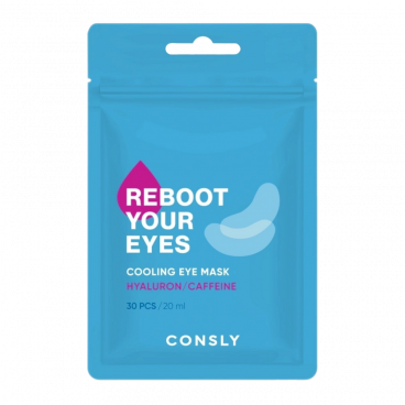 Consly Патчи тканевые охлаждающие - Eyes reboot hyaluronic acid & caffeine cooling eye mask, 30..