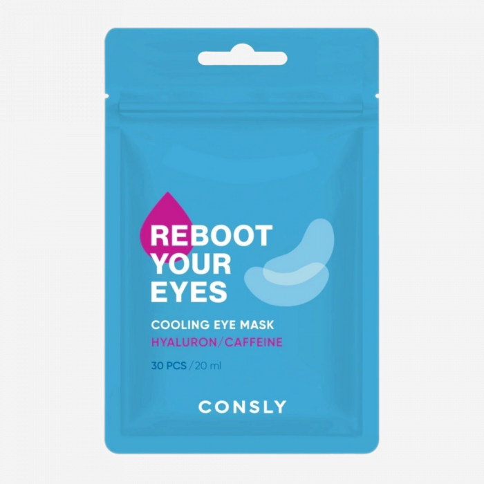 Consly Патчи тканевые охлаждающие - Eyes reboot hyaluronic acid & caffeine cooling eye mask, 30 шт