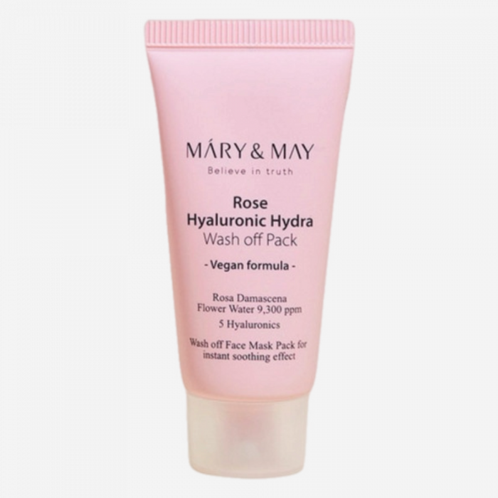 Mary&May Увлажняющая глиняная маска для лица с экстрактом розы Rose Hyaluronic Hydra Wash off Pack , 30 г