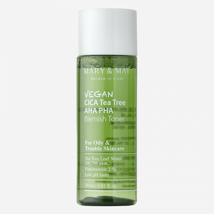 Mary&May Тонер успокаивающий с экстрактом центеллы азиатской - Vegan Cica Tea Tree AHA PHA Toner, 30ml